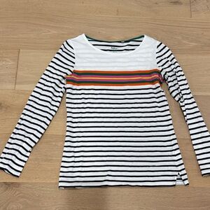 Boden Women’s Navy and White Striped Long Sleeve Tee size 6